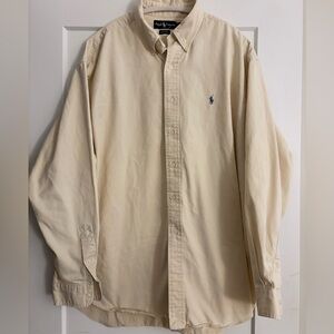 Polo Ralph Lauren Blair Oxford Button Down Shirt Mens XL Beige Khaki Cotton